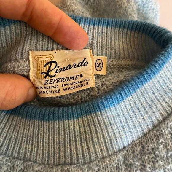 Vintage Rinardo Size S Blue Short Sleeve Sweater Zefkrome - Picture 3 of 9